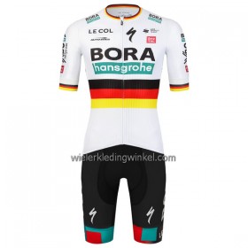 Set Fietsshirt + Korte Koersbroek 2023 BORA-Hansgrohe Version Duits Kampioenschap Wit